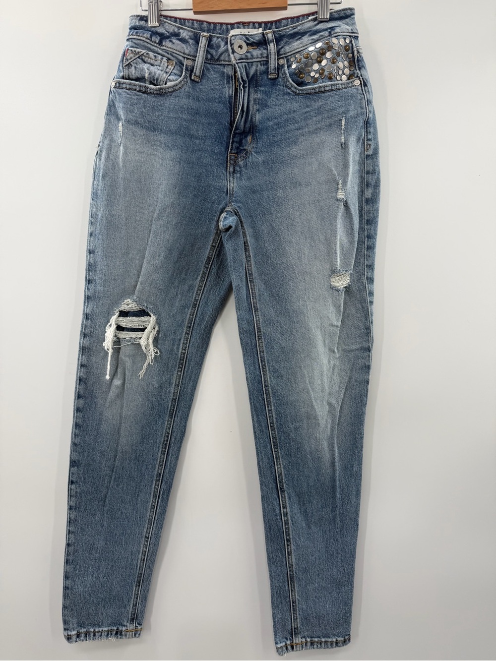 3For$20 Edgely Studded High-Waist Distressed Jeans - Light Blue size 4